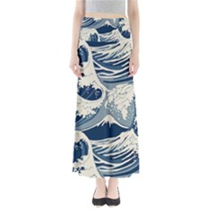 Japanese Wave Pattern Full Length Maxi Skirt