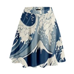 Japanese Wave Pattern High Waist Skirt