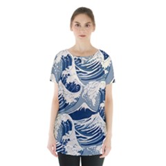 Japanese Wave Pattern Skirt Hem Sports Top