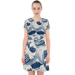 Japanese Wave Pattern Adorable in Chiffon Dress