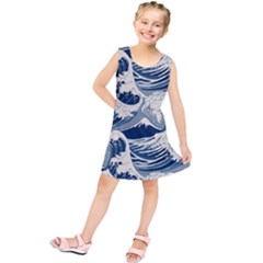 Japanese Wave Pattern Kids  Tunic Dress