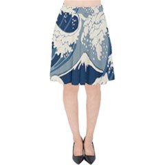 Japanese Wave Pattern Velvet High Waist Skirt