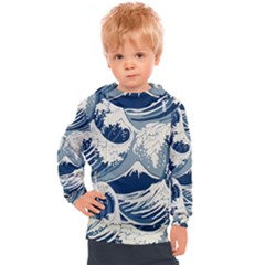 Japanese Wave Pattern Kids  Hooded Pullover