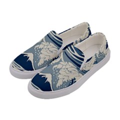 Japanese Wave Pattern Women s Canvas Slip Ons