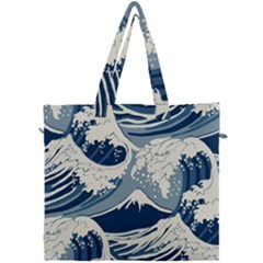 Japanese Wave Pattern Canvas Travel Bag