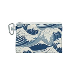 Japanese Wave Pattern Canvas Cosmetic Bag (Small)