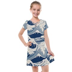 Japanese Wave Pattern Kids  Cross Web Dress