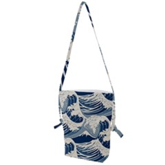 Japanese Wave Pattern Folding Shoulder Bag