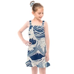Japanese Wave Pattern Kids  Overall Dress by Wav3s