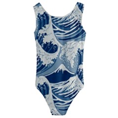 Japanese Wave Pattern Kids  Cut-Out Back One Piece Swimsuit