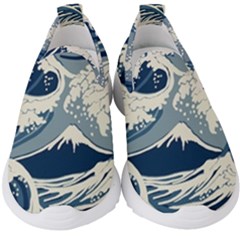 Japanese Wave Pattern Kids  Slip On Sneakers by Wav3s
