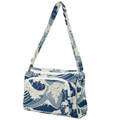 Japanese Wave Pattern Front Pocket Crossbody Bag by Wav3s