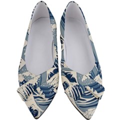 Japanese Wave Pattern Women s Bow Heels