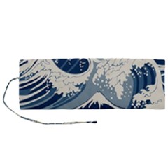Japanese Wave Pattern Roll Up Canvas Pencil Holder (M)