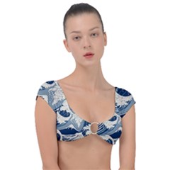Japanese Wave Pattern Cap Sleeve Ring Bikini Top