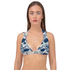 Japanese Wave Pattern Double Strap Halter Bikini Top