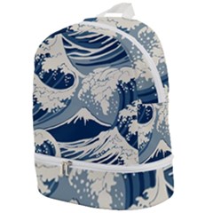Japanese Wave Pattern Zip Bottom Backpack