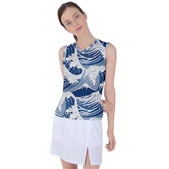 Japanese Wave Pattern Women s Sleeveless Sports Top