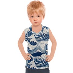 Japanese Wave Pattern Kids  Sport Tank Top