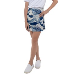 Japanese Wave Pattern Kids  Tennis Skirt