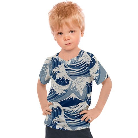 Japanese Wave Pattern Kids  Sports Tee by Wav3s