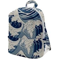 Japanese Wave Pattern Zip Up Backpack