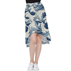 Japanese Wave Pattern Frill Hi Low Chiffon Skirt