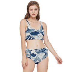 Japanese Wave Pattern Frilly Bikini Set