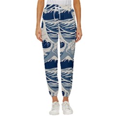 Japanese Wave Pattern Women s Cropped Drawstring Pants