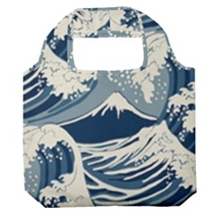 Japanese Wave Pattern Premium Foldable Grocery Recycle Bag by Wav3s