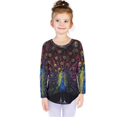 Peacock Feathers Kids  Long Sleeve Tee