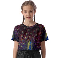 Peacock Feathers Kids  Basic Tee by Wav3s