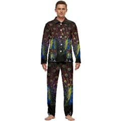 Peacock Feathers Men s Long Sleeve Velvet Pocket Pajamas Set by Wav3s