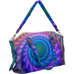 Peacock Feather Fractal Canvas Crossbody Bag