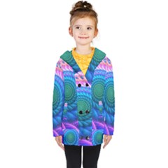 Peacock Feather Fractal Kids  Double Breasted Button Coat