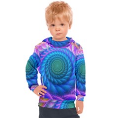 Peacock Feather Fractal Kids  Hooded Pullover