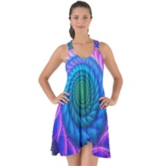 Peacock Feather Fractal Show Some Back Chiffon Dress by Wav3s