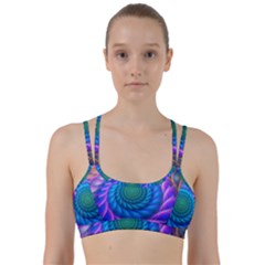 Peacock Feather Fractal Line Them Up Sports Bra by Wav3s