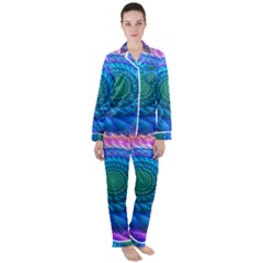 Peacock Feather Fractal Women s Long Sleeve Satin Pajamas Set	 by Wav3s