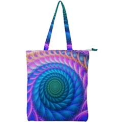 Peacock Feather Fractal Double Zip Up Tote Bag