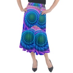 Peacock Feather Fractal Midi Mermaid Skirt