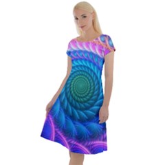 Peacock Feather Fractal Classic Short Sleeve Dress by Wav3s
