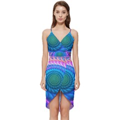 Peacock Feather Fractal Wrap Frill Dress by Wav3s