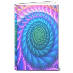 Peacock Feather Fractal 8  X 10  Hardcover Notebook by Wav3s