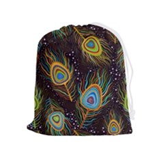 Pattern Feather Peacock Drawstring Pouch (xl) by Wav3s