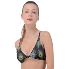 Pattern Feather Peacock Knot Up Bikini Top by Wav3s