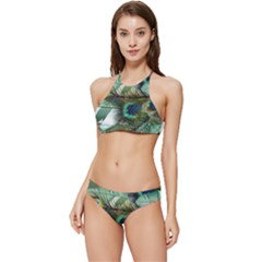 Peacock Feathers Blue Green Texture Banded Triangle Bikini Set by Wav3s