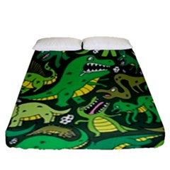 Dino Kawaii Fitted Sheet (queen Size) by Wav3s