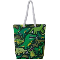 Dino Kawaii Full Print Rope Handle Tote (small) by Wav3s