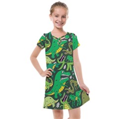 Dino Kawaii Kids  Cross Web Dress by Wav3s